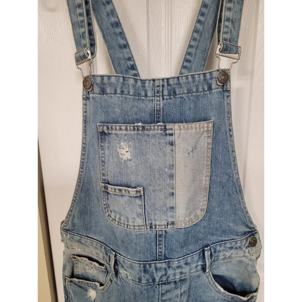 ZARA Trafaluc Overalls GRUNGE Distressed Blue Hippie Urban Streetwear Sz S - Picture 6 of 8